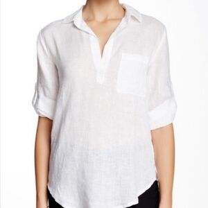 Gap 100% Linen Roll Tab Shirt